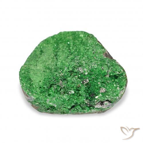 9.00カラットの天然ダークグリーンウバロバイト ガーネットドゥルージー、ファンシーシェイプ、オペーク