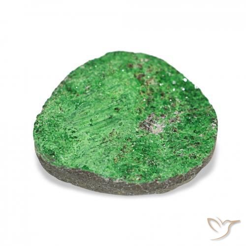 17.46カラットの天然Deep Earthy Greenウバロバイト ガーネットドゥルージー、ファンシーシェイプ、オペーク