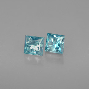 カラットの天然ブルージルコン（3.6×3.5 mm・四角）