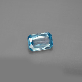1.12カラットの天然ブルージルコン（7×4.8 mm・エメラルドカット）