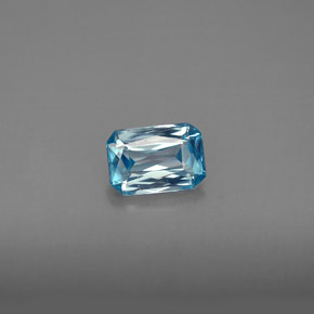 1.27カラットの天然ブルージルコン（7×4.8 mm・エメラルドカット）