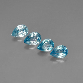 カラットの天然ブルージルコン（7.1×5.1 mm・洋梨の形）