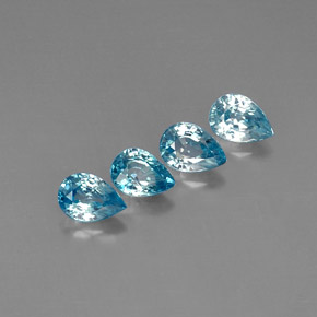 カラットの天然ブルージルコン（7.1×5.1 mm・洋梨の形）