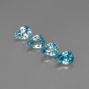 カラットの天然ブルージルコン（6.9×4.9 mm・洋梨の形）