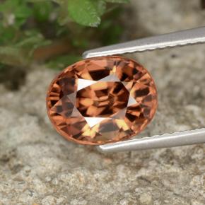 3.69カラットの天然オレンジピンクジルコン（9.1×7.1 mm・オーバルカット）