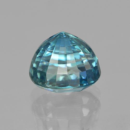 6.04カラットの天然ミディアムブルーグリーンジルコン（9.3×7.8 mm・オーバルカット）