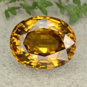 47.35カラットの天然ゴールデンイエロージルコン（22.5×18.1 mm・オーバルカット）