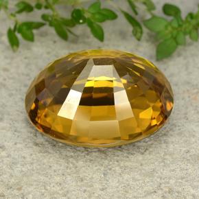 47.35カラットの天然ゴールデンイエロージルコン（22.5×18.1 mm・オーバルカット）