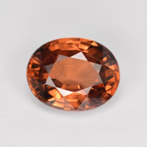 3.05カラットの天然ミディアムダークオレンジジルコン（9.1×7.2 mm・オーバルカット）