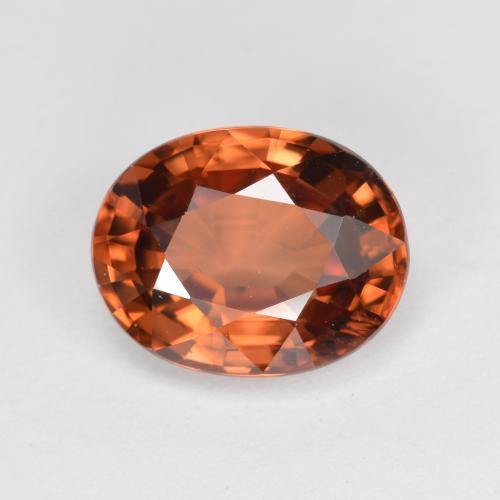 3.05カラットの天然ミディアムダークオレンジジルコン（9.1×7.2 mm・オーバルカット）