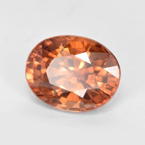 3.23カラットの天然深い赤みがかったオレンジジルコン（9.1×7.1 mm・オーバルカット）