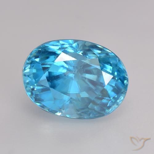 3.66ct 天然 ミディアムブルー ジルコン, 楕円形, VS