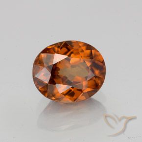 2.11カラットの天然ミディアムダークオレンジジルコン（7.8×6.5 mm・オーバルカット）