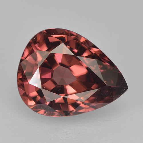 2.75カラットの天然濃いベリーレッドジルコン（9.3×7.4 mm・洋梨の形）
