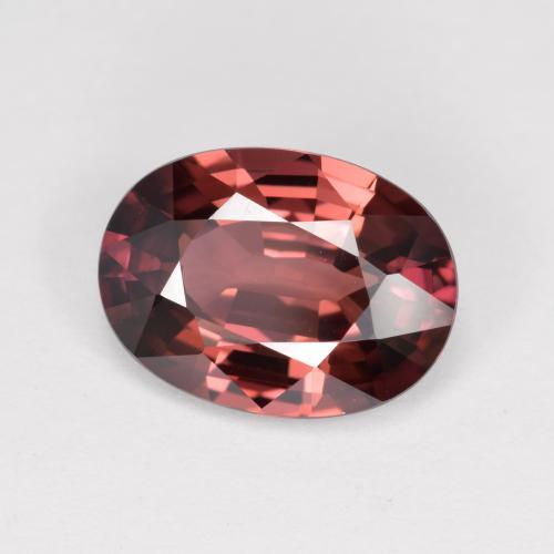 3.46カラットの天然ディープレッドジルコン（10.3×7.6 mm・オーバルカット）
