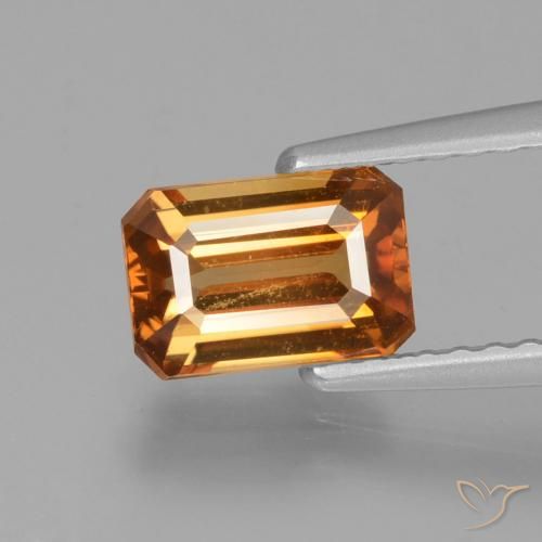 1.45ct 天然 ミディアムオレンジ ジルコン, エメラルドカット, VVS-VS