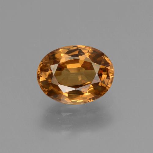 2.09カラットの天然ミディアムダークオレンジジルコン（8×6.1 mm・オーバルカット）