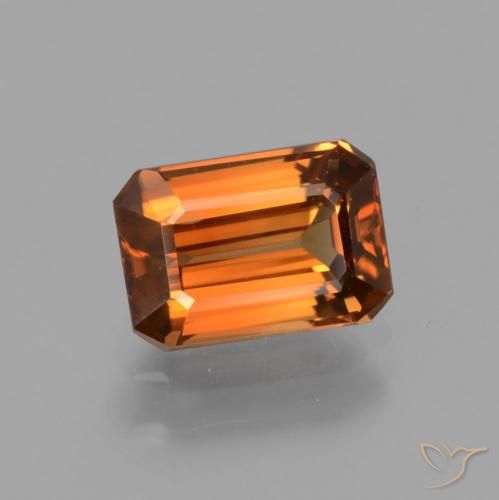 1.62ct 天然 ミディアムオレンジ ジルコン, エメラルドカット, VS