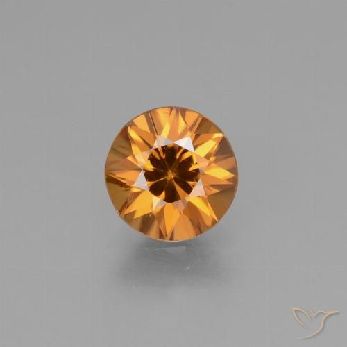1.66ct 天然 ミディアムオレンジ ジルコン, ラウンド, VVS-VS