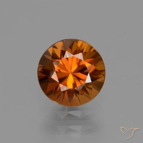 1.65ct 天然 ミディアムオレンジ ジルコン, ラウンド, VVS-VS
