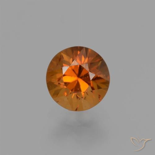 1.38ct 天然 ミディアムダークオレンジ ジルコン, ラウンド, VVS-VS