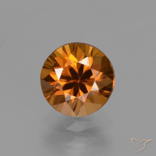 1.75ct 天然 ミディアムダークオレンジ ジルコン, ラウンド, VVS