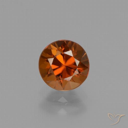 1.61ct 天然 ディープオレンジ ジルコン, ラウンド, VVS-VS