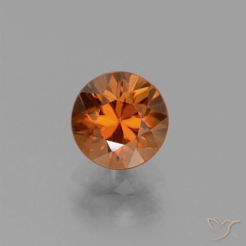 1.60ct 天然 ディープオレンジ ジルコン, ラウンド, VVS-VS