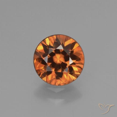 1.50ct 天然 ミディアムオレンジ ジルコン, ラウンド, VVS-VS