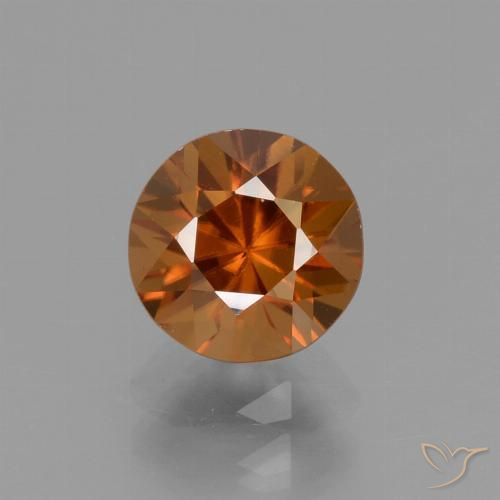 1.66ct 天然 ディープオレンジ ジルコン, ラウンド, VVS