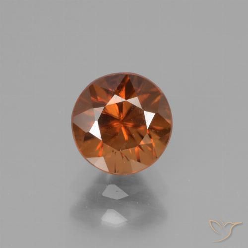 1.35ct 天然 ディープオレンジ ジルコン, ラウンド, VS