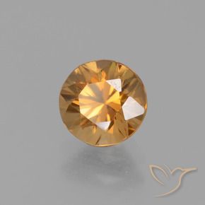 1.53カラットの天然ゴールデンオレンジジルコン（6.14 mm・ラウンドカット）