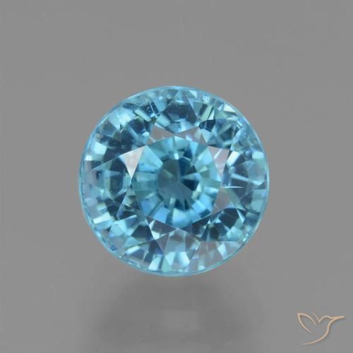 3.32ct 天然 濃いマヤブルー ジルコン, ラウンド, VVS-VS