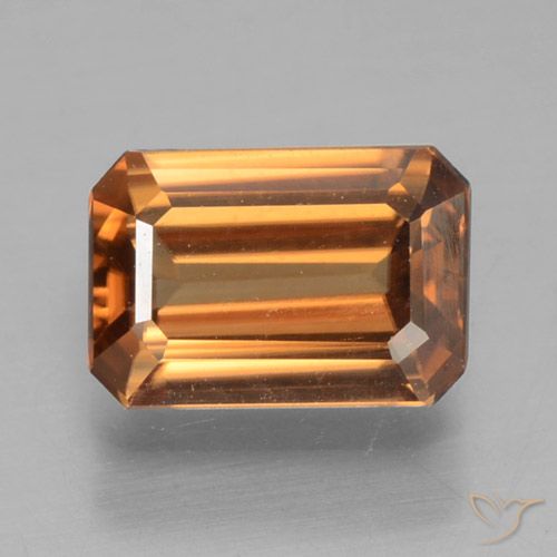 1.19ct 天然 ミディアムオレンジ ジルコン, エメラルドカット, VVS