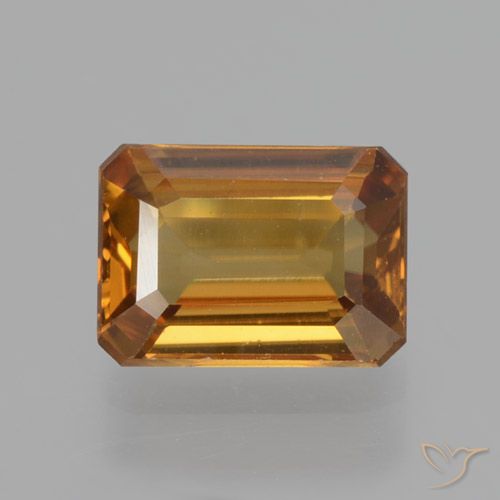 1.38ct 天然 オレンジブラウン ジルコン, エメラルドカット, VVS