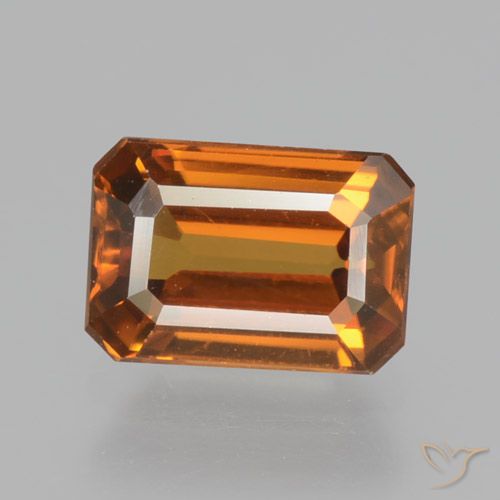 1.64ct 天然 茶色がかったオレンジ ジルコン, エメラルドカット, VVS