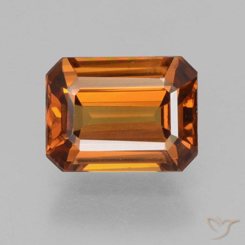 1.61ct 天然 ミディアムオレンジ ジルコン, エメラルドカット, VVS