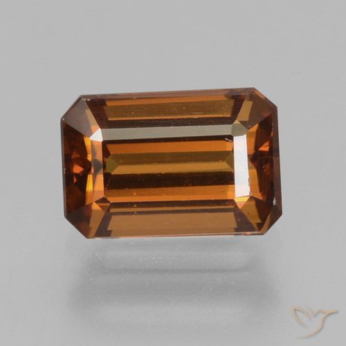 1.56ct 天然 ミディアムダークオレンジ ジルコン, エメラルドカット, VVS