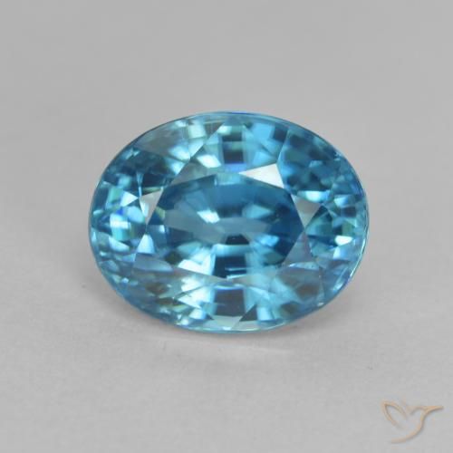 3.40ct 天然 エールブルー ジルコン, 楕円形, VVS