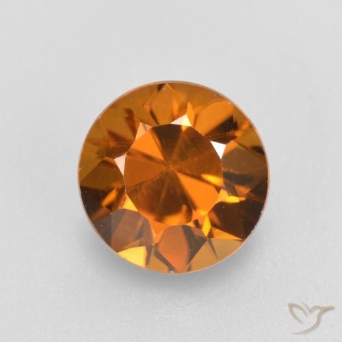 1.56ct 天然 ミディアムダークオレンジ ジルコン, ラウンド, VVS-VS