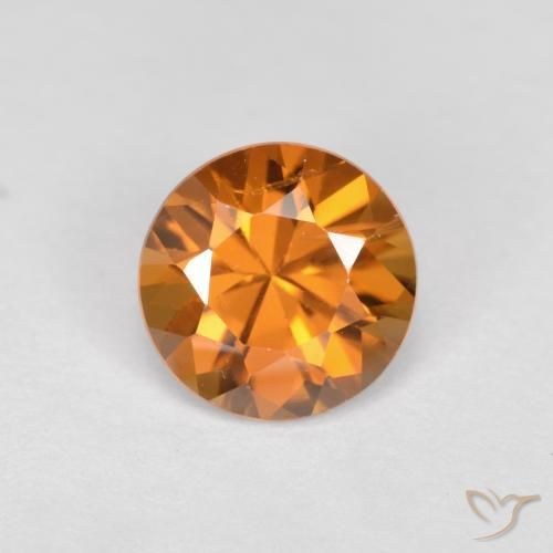 1.58ct 天然 ミディアムオレンジ ジルコン, ラウンド, VVS-VS