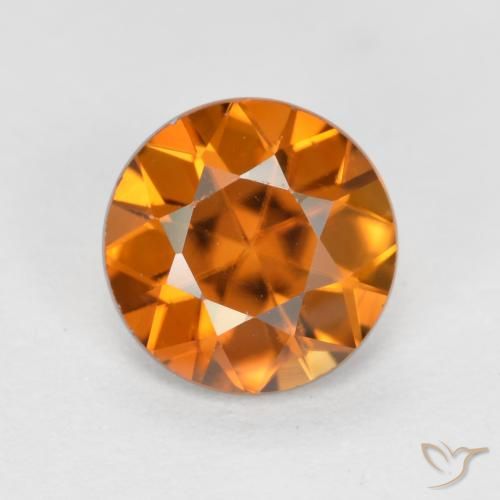 1.24ct 天然 ミディアムオレンジ ジルコン, ラウンド, VVS-VS