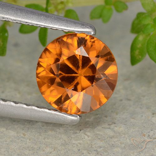 1.13ct 天然 ミディアムダークオレンジ ジルコン, ラウンド, VVS-VS