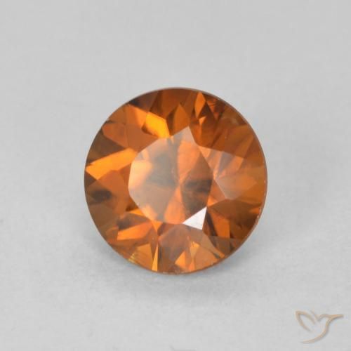1.21カラットの天然Medium Dark-Orangeジルコン、ラウンド、VVS-VS