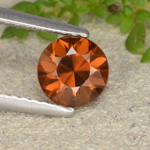 1.26ct 天然 赤みがかったオレンジ ジルコン, ラウンド, VVS-VS