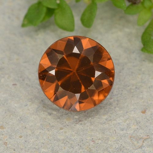 1.19ct 天然 ダークオレンジ ジルコン, ラウンド, VVS-VS