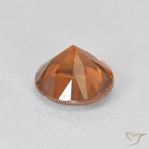 1.20カラットの天然Medium Dark-Orangeジルコン、ラウンド、VVS-VS