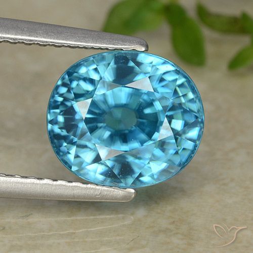 5.47ct 天然 ブルー ジルコン, 楕円形, VVS
