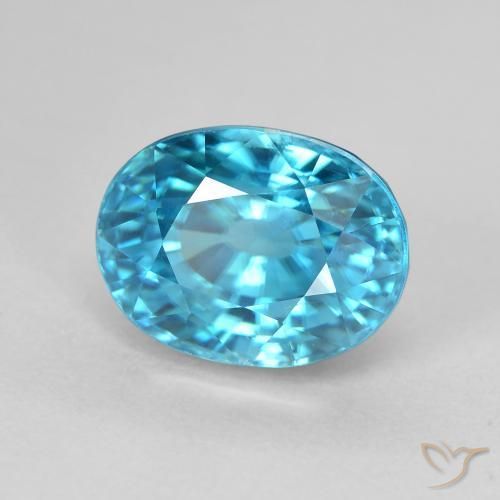 5.84カラットの天然濃いブルージルコン（10×7.6 mm・オーバルカット）