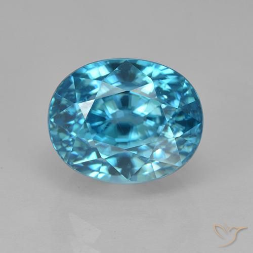 5.86ct 天然 エレクトリックアズールブルー ジルコン, 楕円形, VVS